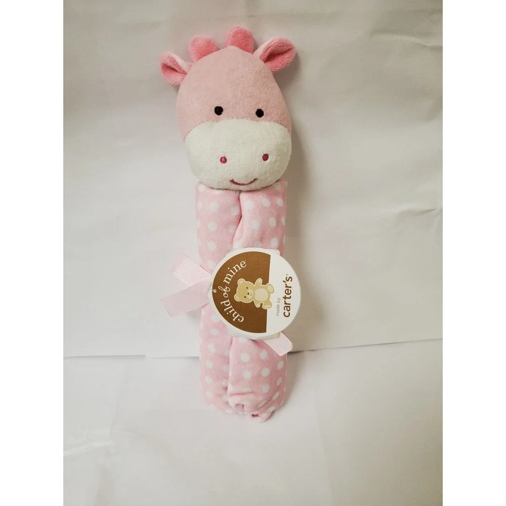 Carter's pink /‎ white polkadot security blanket Lovey Giraffe NWT